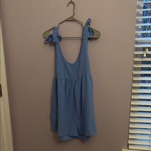 Blue Sleeveless Dress with Bow Straps